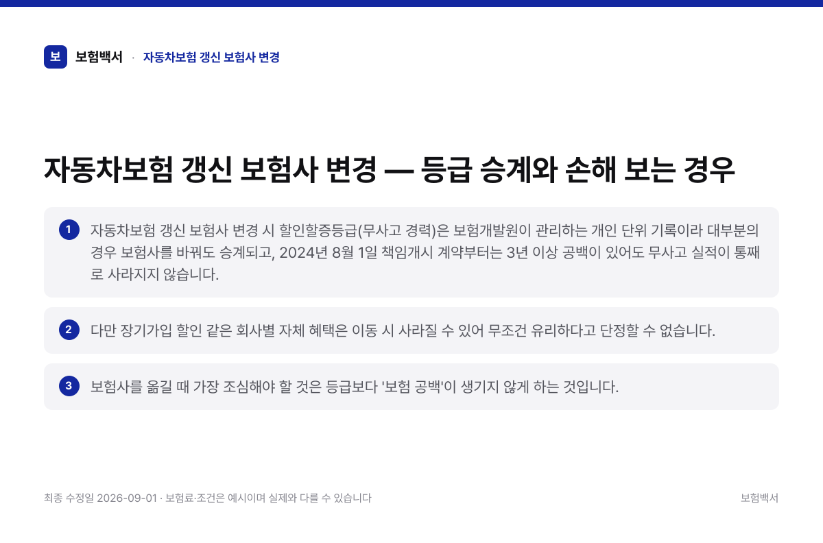 자동차보험 갱신 보험사 변경 핵심 요약 3가지 정리