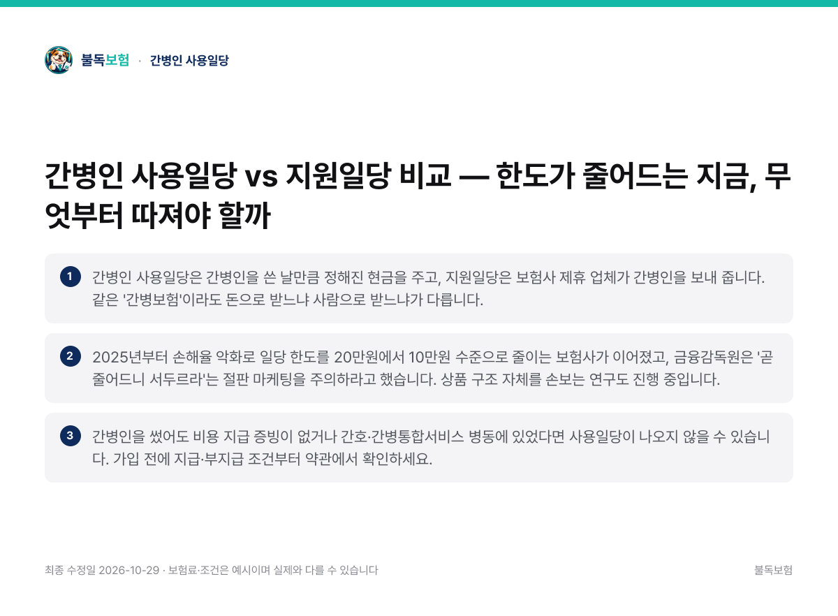 간병인 사용일당 핵심 요약 3가지 정리