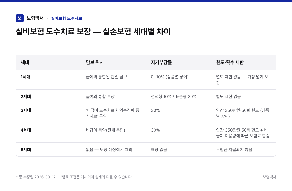 실비보험 도수치료 보장 — 실손보험 세대별 차이 — 실비보험 도수치료 비교표